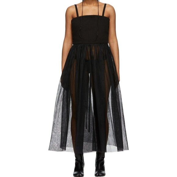 MM6 Maison Margiela Women's Size IT40 US4 Small Black Denim Tulle Tank Dress NWT - Picture 1 of 9
